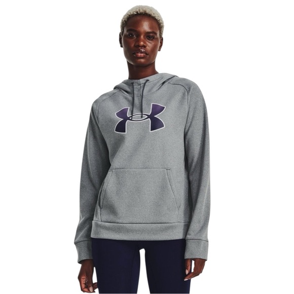 Under Armour Sweaters - UNDER ARMOUR Gray w/ Purple Logo Hoodie Size Medium NWT!!!